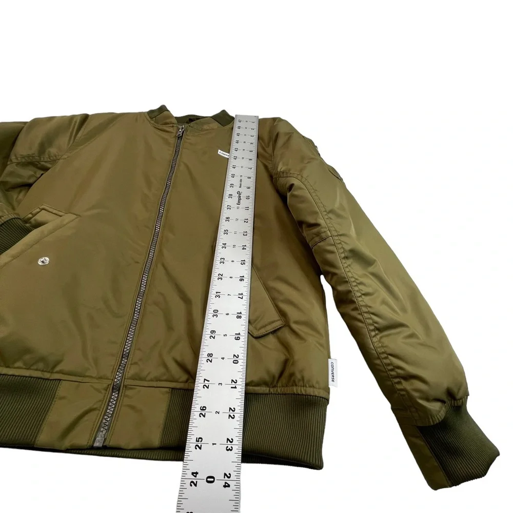 CONVERSE Green Varsity Nylon Bomber Jacket Boys Size: L (12-13 YRS)